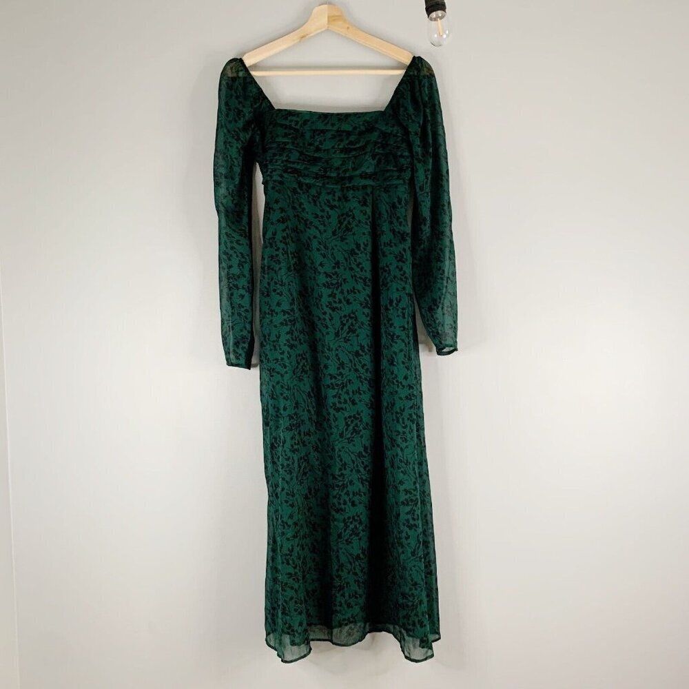 Abercrombie & Fitch Dark Green Patterned Midi Dress